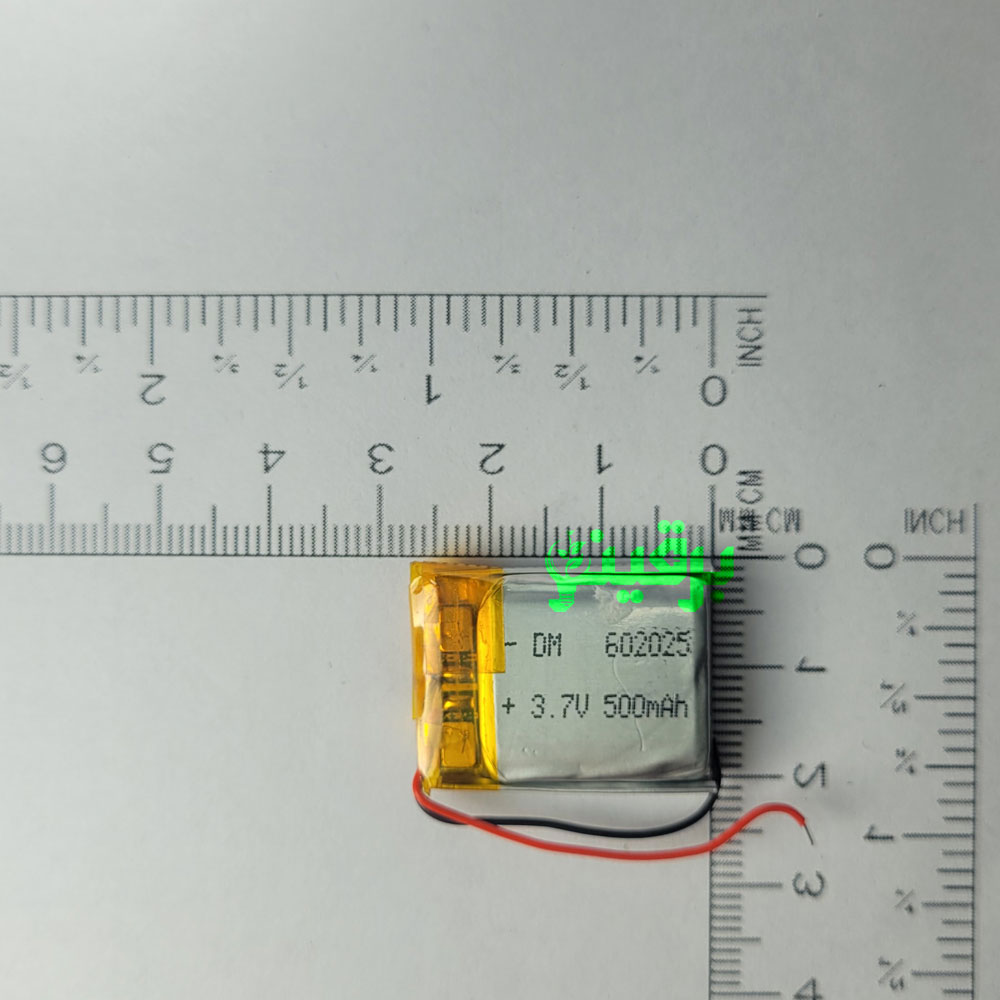 باتری لیتیوم پلیمر 3.7 ولت 500 میلی آمپر 602025