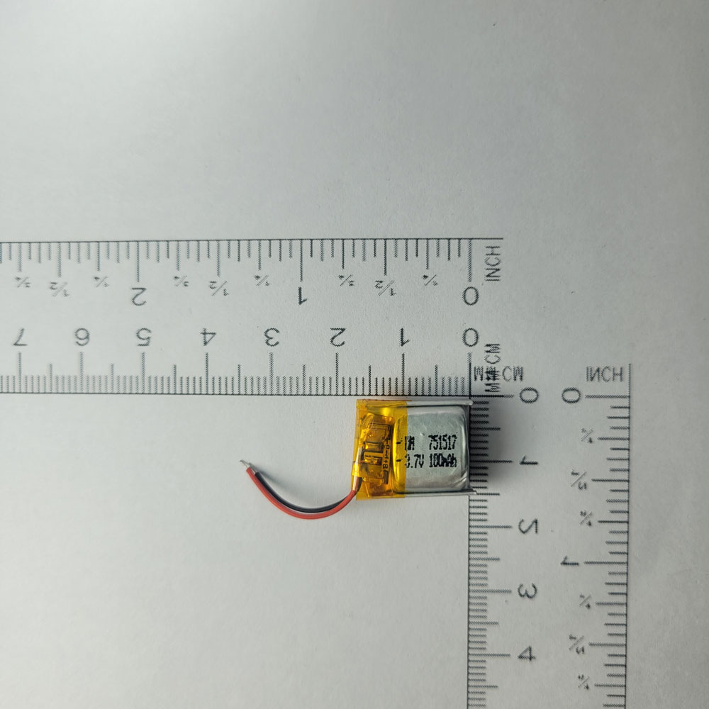 باتری لیتیوم پلیمر 3.7 ولت 100 میلی آمپر 751517