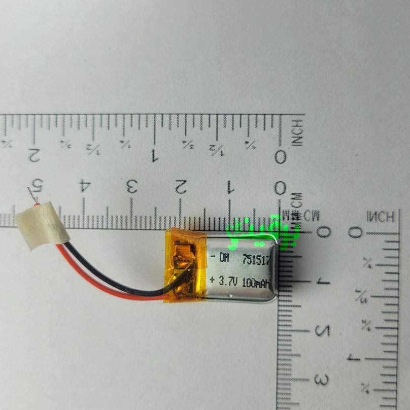 باتری لیتیوم پلیمر 3.7 ولت 100 میلی آمپر 751517