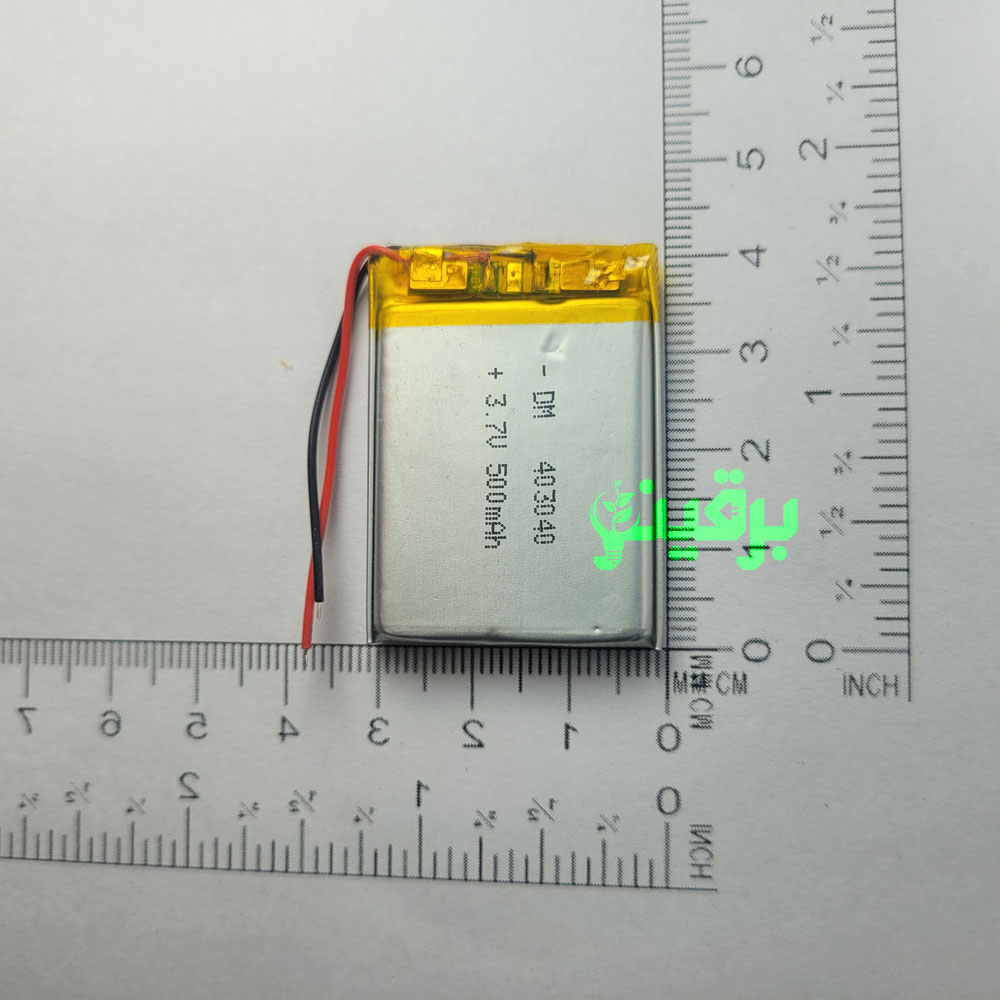 باتری لیتیوم پلیمر 3.7 ولت 500 میلی آمپر 403040