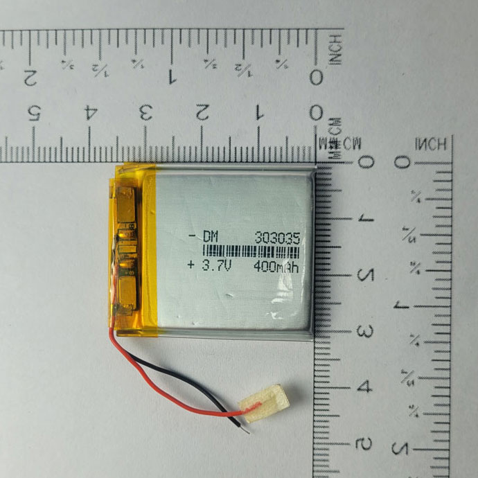 باتری لیتیوم پلیمر 3.7 ولت 400 میلی آمپر 303035