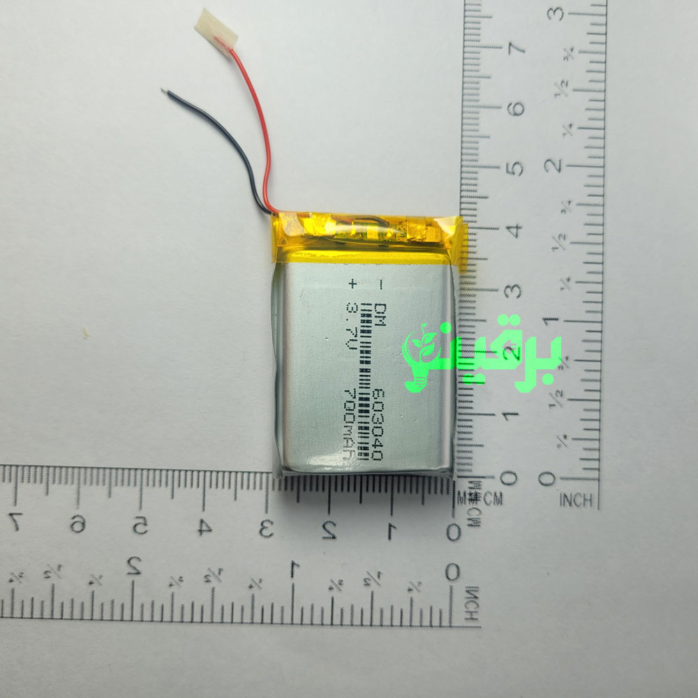 باتری لیتیوم پلیمر 3.7 ولت 700 میلی آمپر 603040