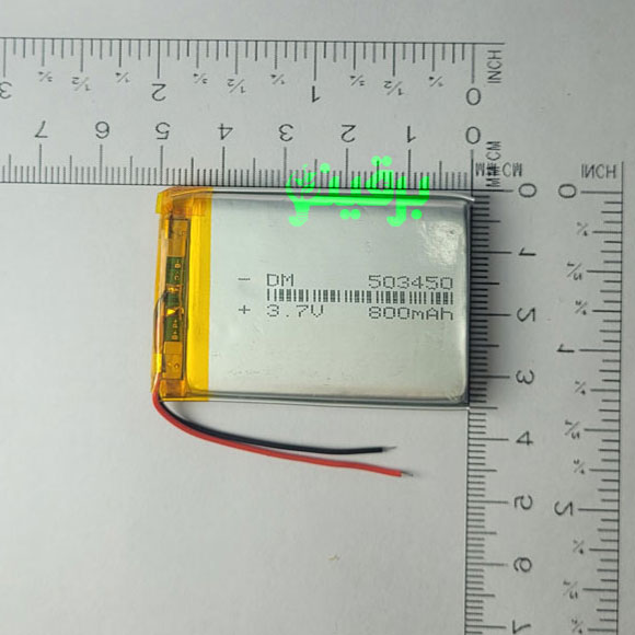 باتری لیتیوم پلیمر 3.7 ولت 800 میلی آمپر 503450