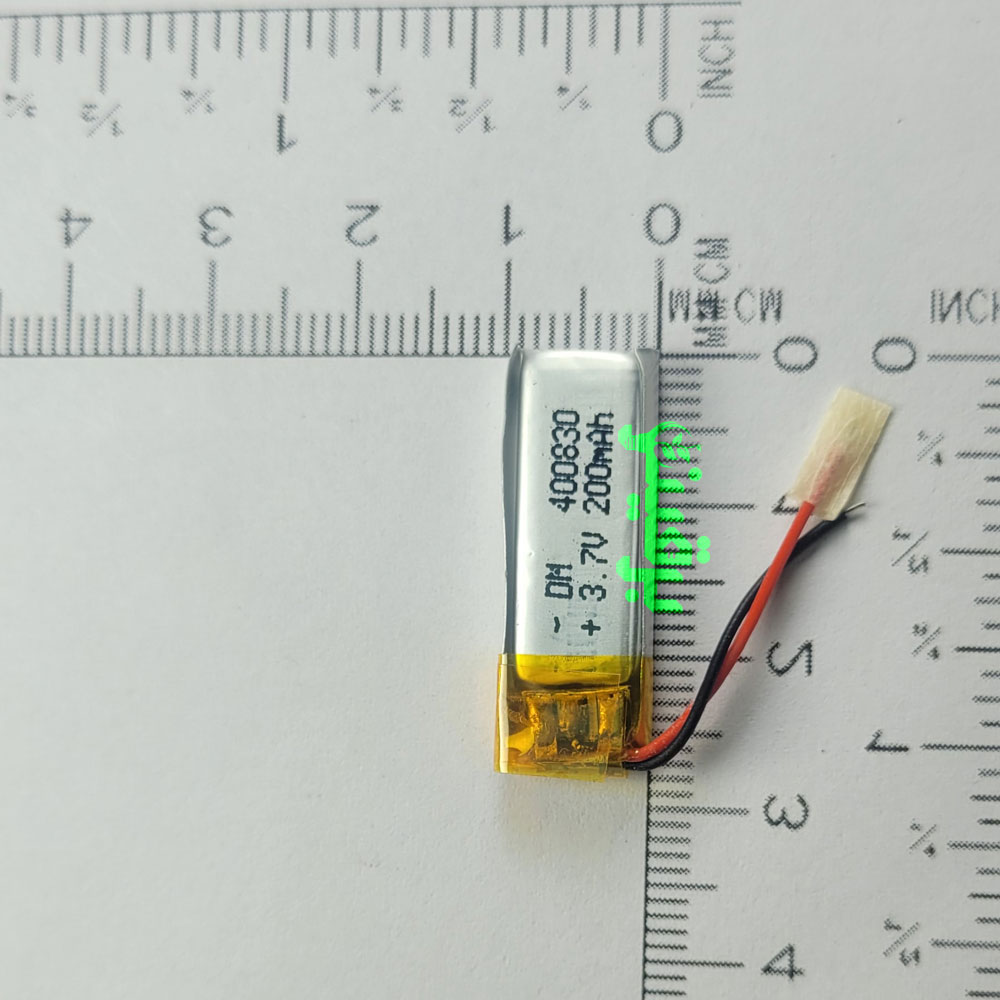 باتری لیتیوم پلیمر 3.7 ولت 200 میلی آمپر 400830