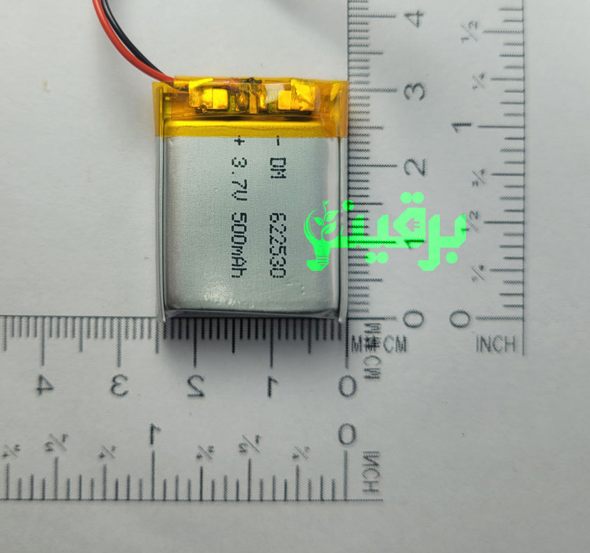 باتری لیتیوم پلیمر 3.7 ولت 500 میلی آمپر 622530