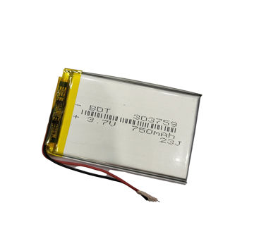 باتری لیتیوم پلیمر 3.7 ولت 750 میلی آمپر 303759