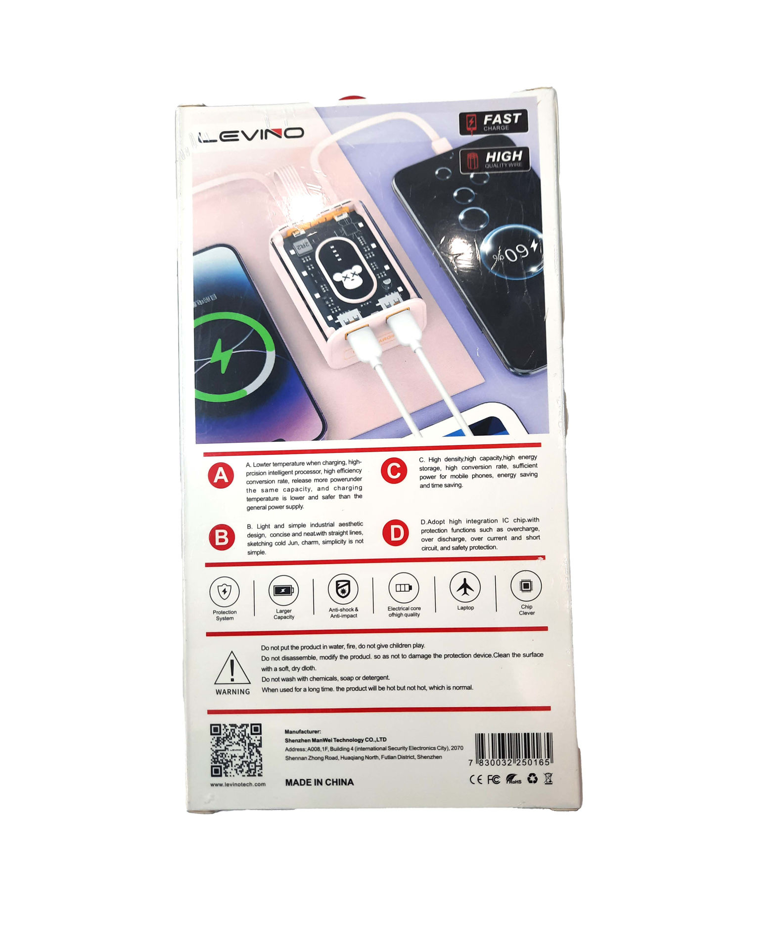پاوربانک  LEVINO مدل LE-3120 ظرفیت 10000 میلی آمپر ساعت