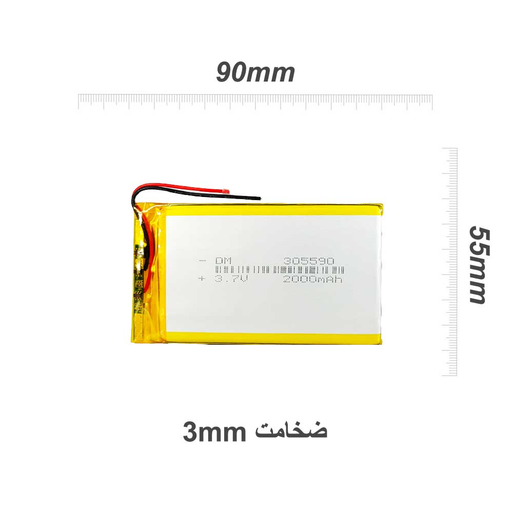 باتری لیتیوم پلیمر 3.7 ولت2000 میلی آمپر 305590