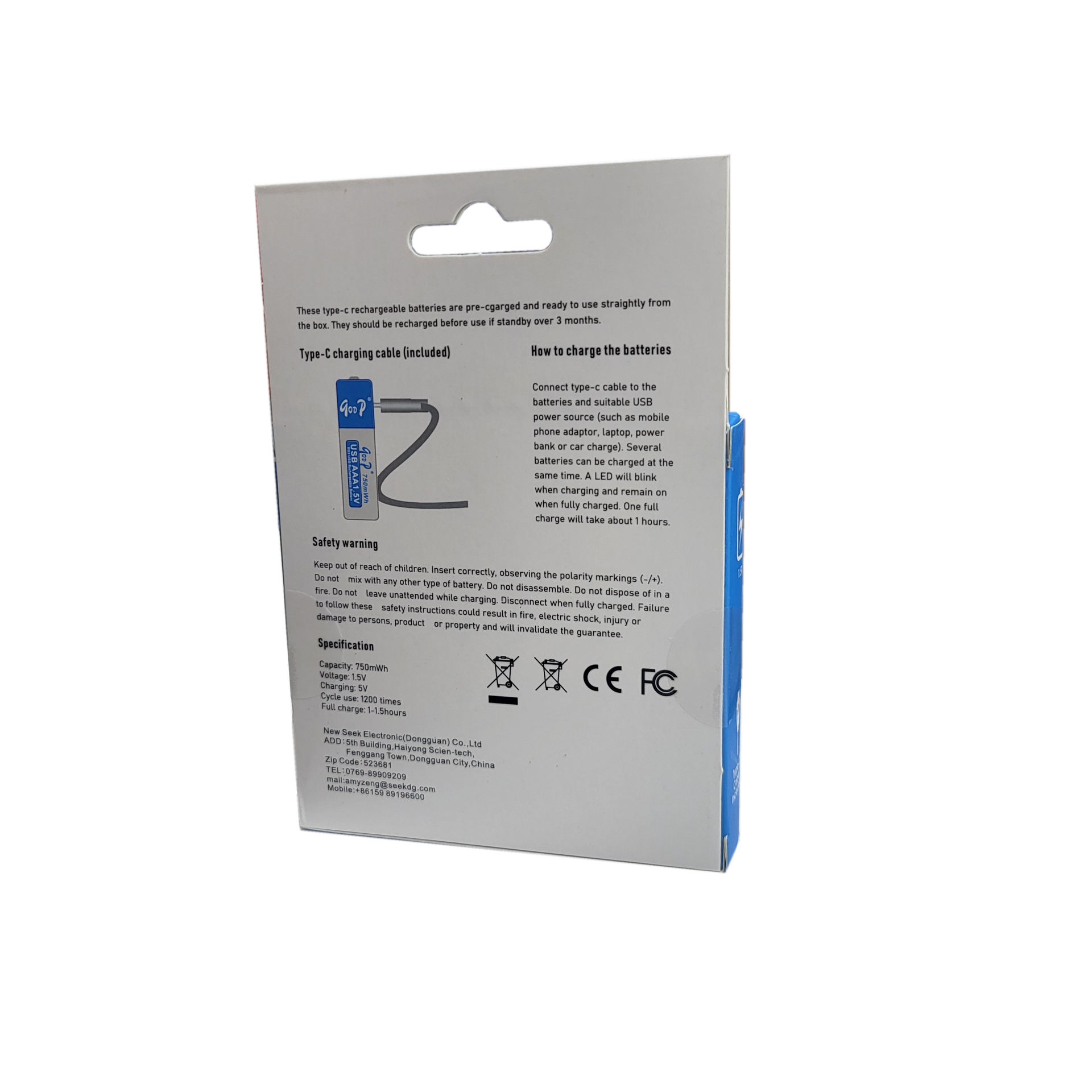 باتری قابل‌ شارژ نیم قلمی کابل خور مدل یو اس بی