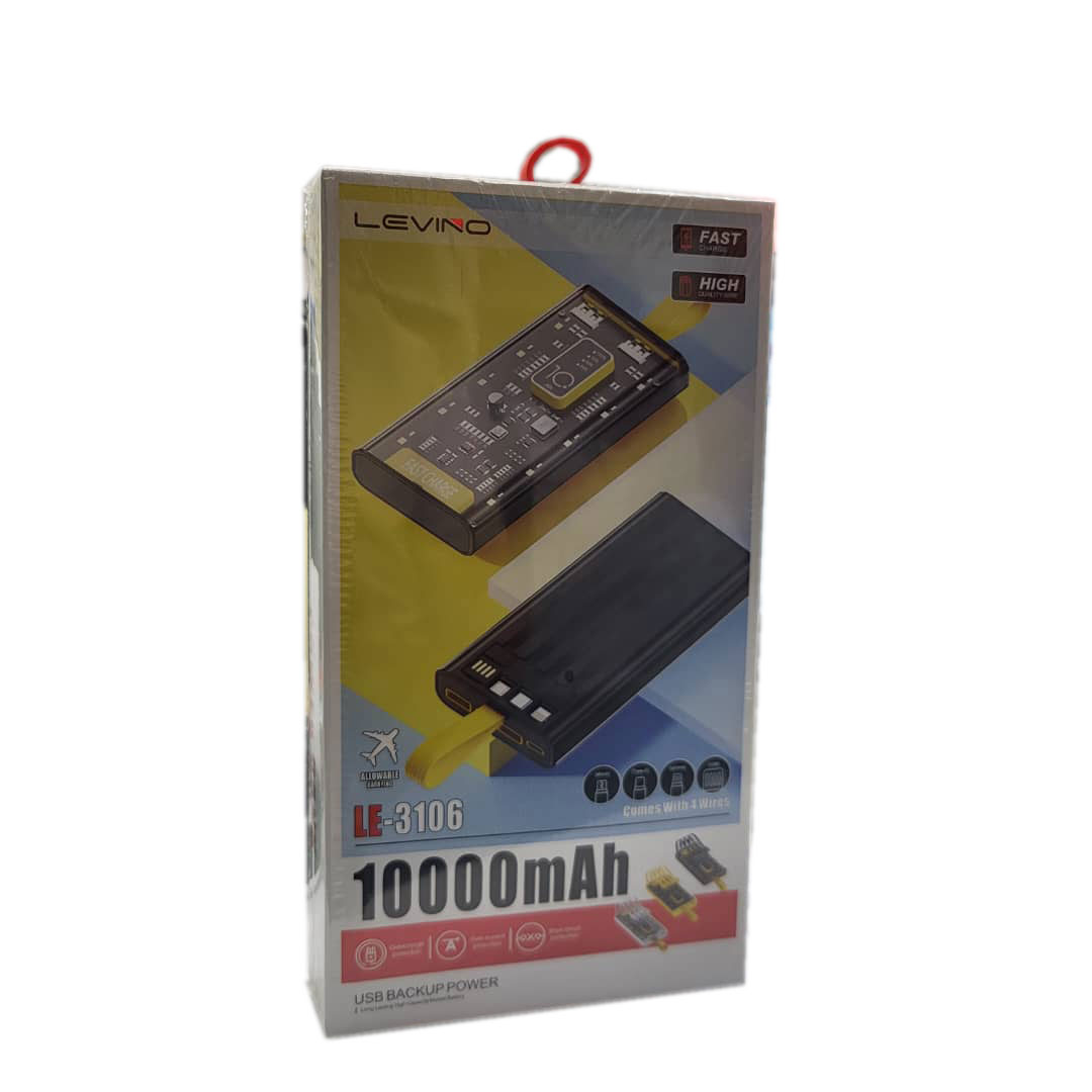 پاوربانک  LEVINO مدل LE-3106 ظرفیت 10000 میلی آمپر ساعت