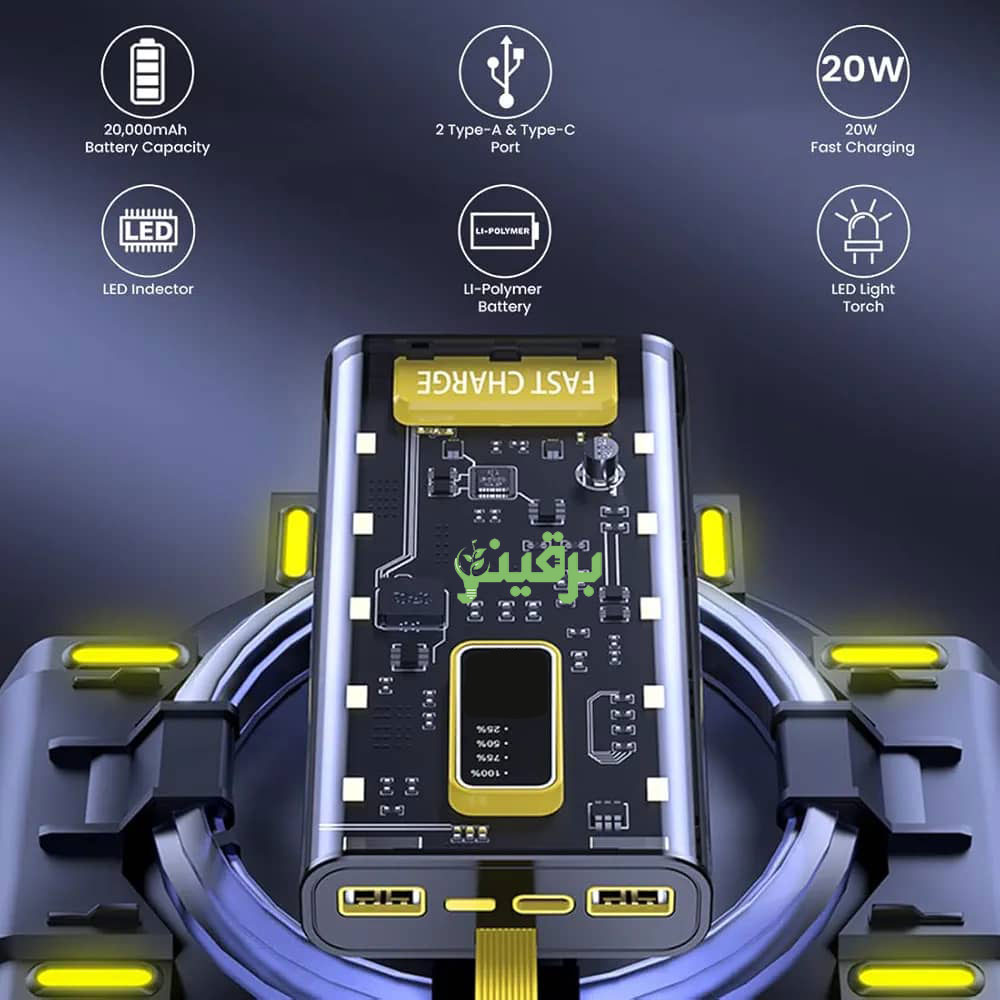 پاوربانک  LEVINO مدل LE-3106 ظرفیت 10000 میلی آمپر ساعت