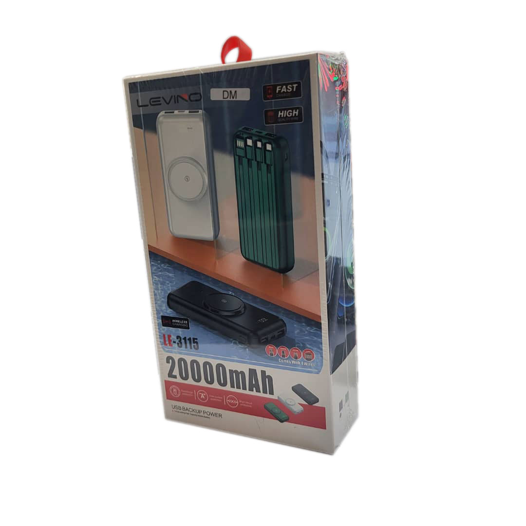 پاوربانک LEVINO مدل LE-3115 ظرفیت 20000 میلی آمپر ساعت