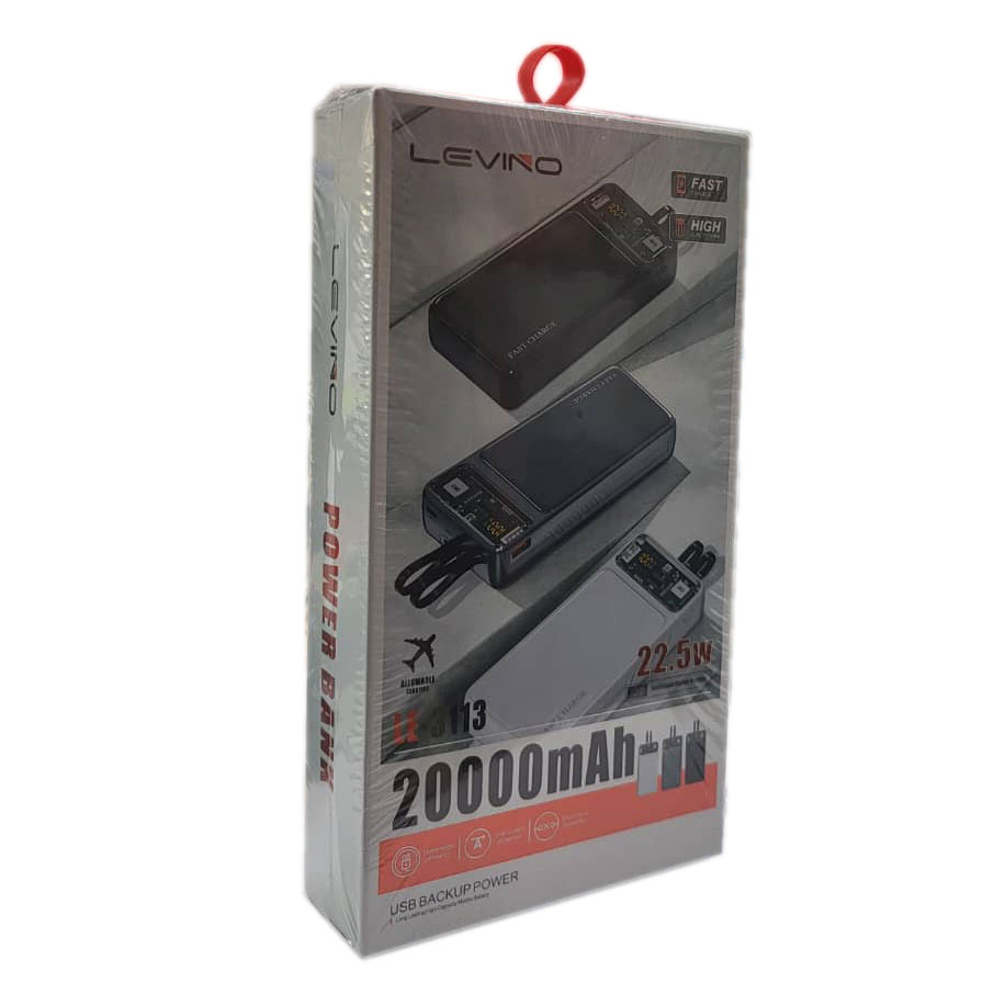 پاوربانک LEVINO مدل LE-3113 ظرفیت 20000 میلی آمپر ساعت