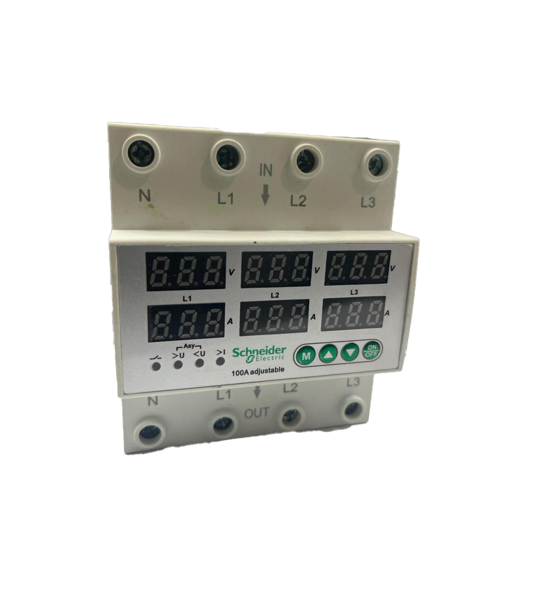 محافظ ولتاژ جریان دیجیتال سه فاز 100 آمپر طرح اشنایدر 3P+N 100A