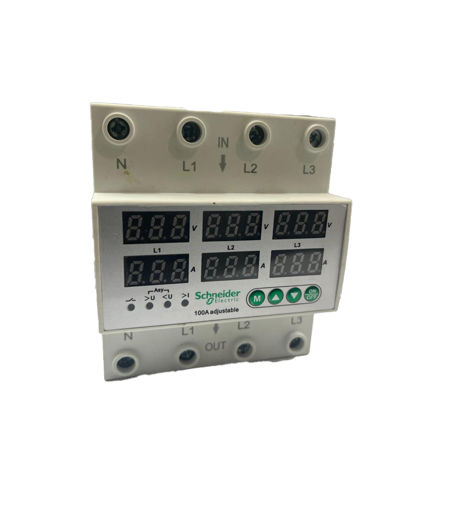 محافظ ولتاژ جریان دیجیتال سه فاز 100 آمپر طرح اشنایدر 3P+N 100A