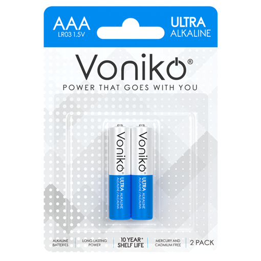 باتری نیم قلمی الترا آلکالاین ونیکو مدل LR03 کارت 2 عددی