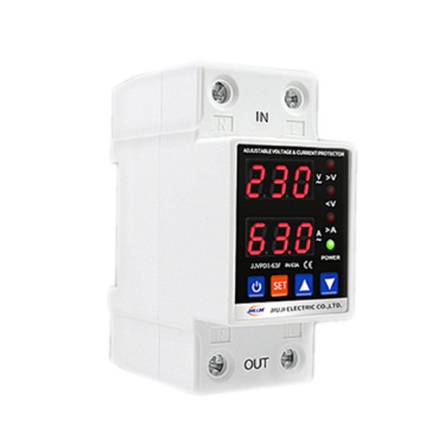 محافظ ولتاژ جریان دیجیتال تک فاز 63 آمپر JIUJI ELECTRIC مدل JJVP1-63F
