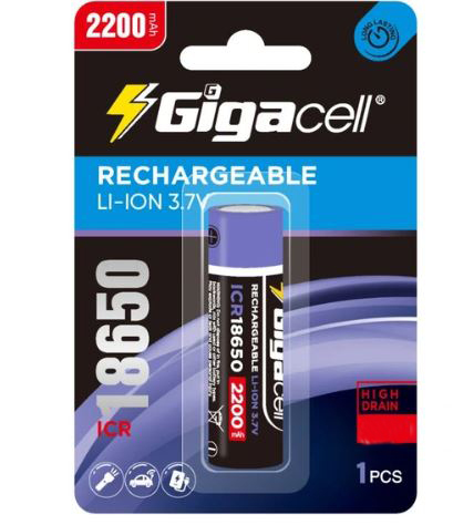 باتری 18650 سرتخت قابل شارژ 2200Mah برند Gigacell