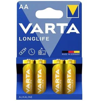 باتری قلمی آلکالاین وارتا مدل لانگ لایف (زرد) پک چهار عددی