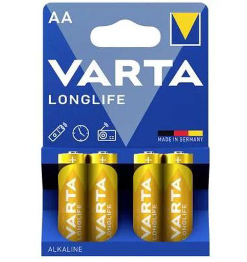 باتری قلمی آلکالاین وارتا مدل لانگ لایف (زرد) پک چهار عددی