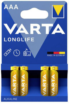 باتری نیم قلمی آلکالاین وارتا مدل لانگ لایف (زرد) پک چهار عددی
