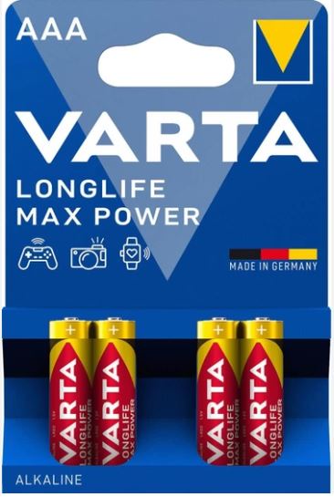 باتری نیم قلمی آلکالاین وارتا مدل مکس پاور (قرمز) پک چهار عددی