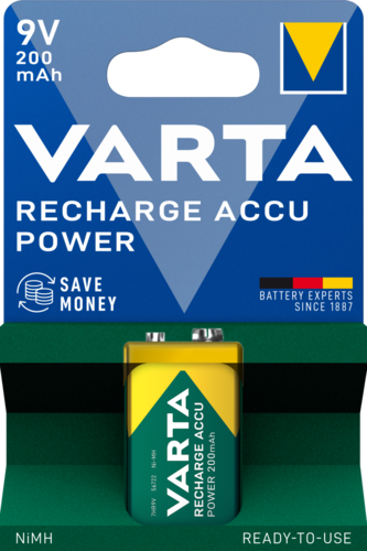 باتری شارژی 9 ولت وارتا 200 میلی آمپر