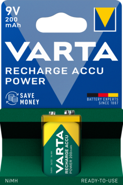 باتری شارژی 9 ولت وارتا 200 میلی آمپر