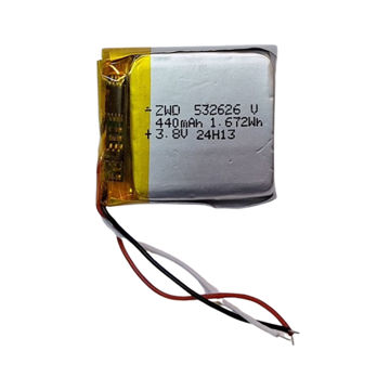 باتری لیتیوم پلیمر 3.7 ولت 440 میلی آمپر 532626 سه سیم