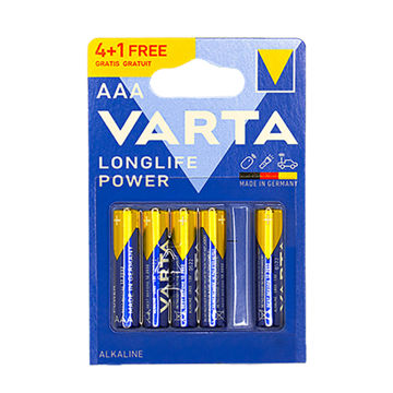 باتری نیم قلمی آلکالاین وارتا مدل لانگ پاور (آبی) پک 1+4 عددی