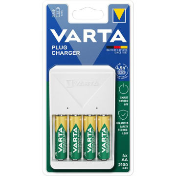 شارژر باتری وارتا مدل PLUG CHARGER به همراه 4 باتری قلمی 2100 میلی آمپر