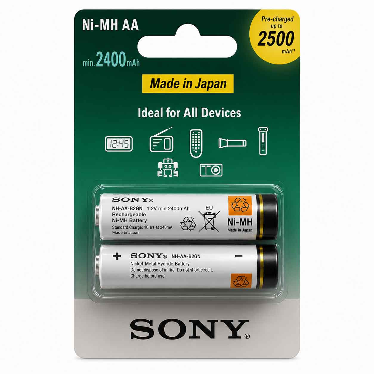 باتری قابل‌ شارژ قلمی سونی 2500 مدل NH-AA-B2GN