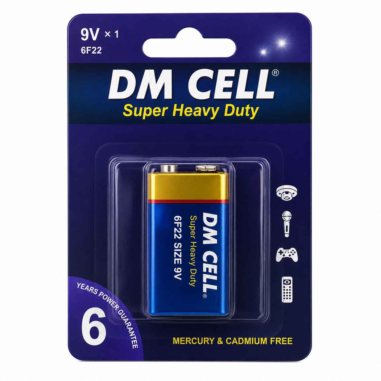 باتری کتابی 9 ولت سوپر هوی دیوتی مدل 6F22 برند DM CELL